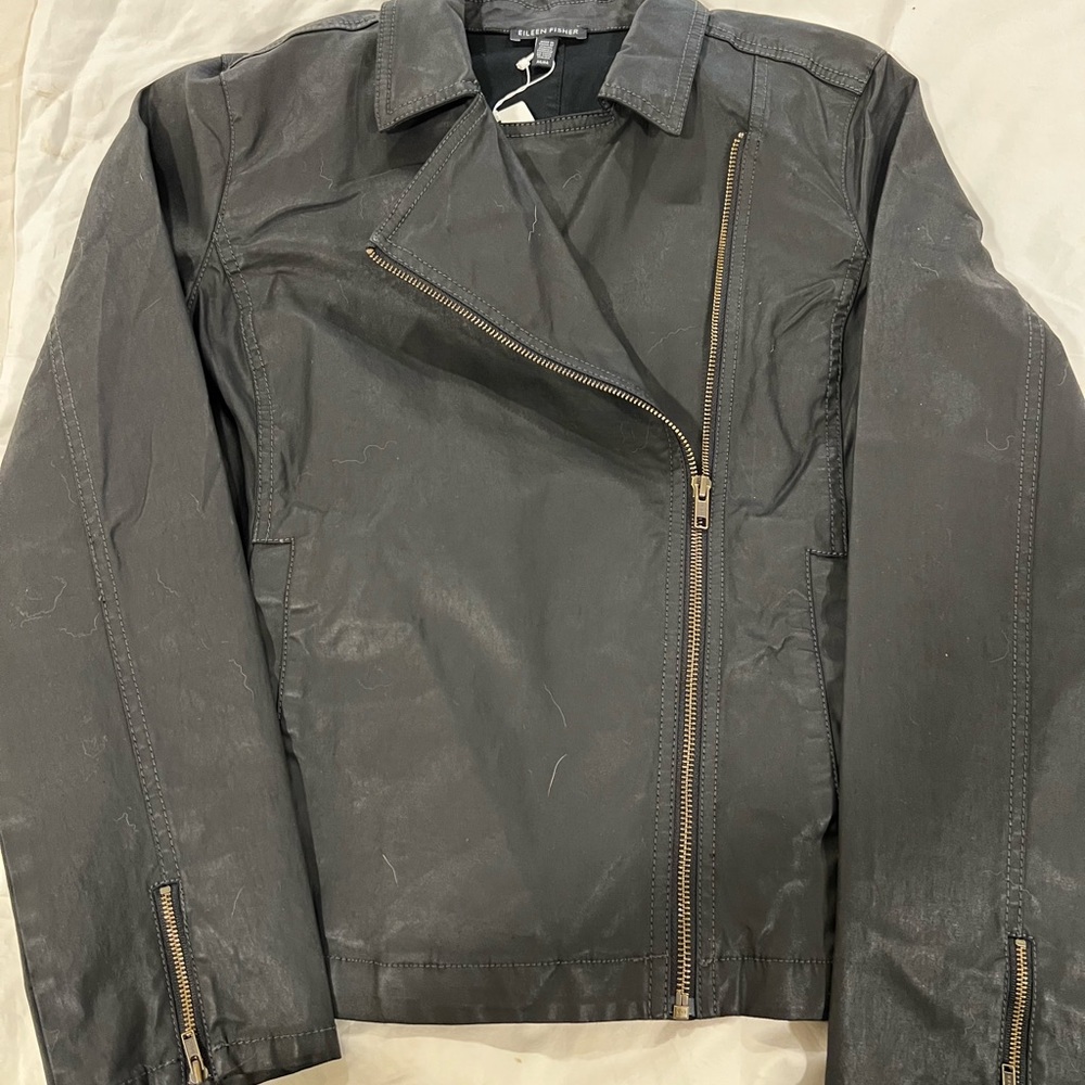 Eileen Fisher Waxed Cotton Moto Jacket